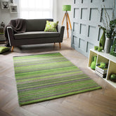Carter Modern Striped Green Rug - Pendle Village Furniture